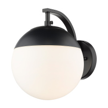 Golden 3218-1W BLK-BLK - Golden Lighting Dixon 1-light Wall Sconce in Matte Black and Opal Glass